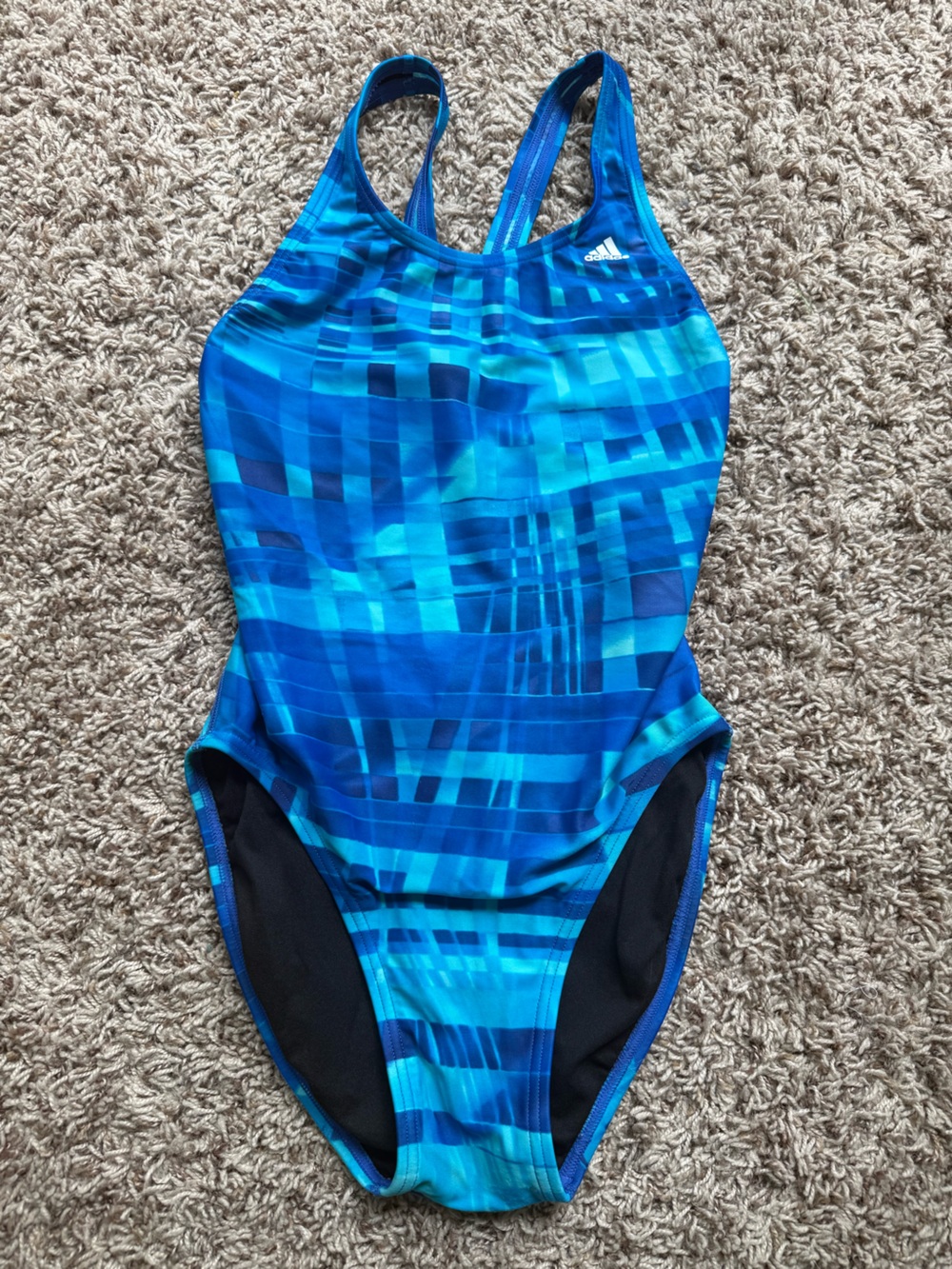 adidas Blue Teal abstract Athletic Swimwear (34-small) women